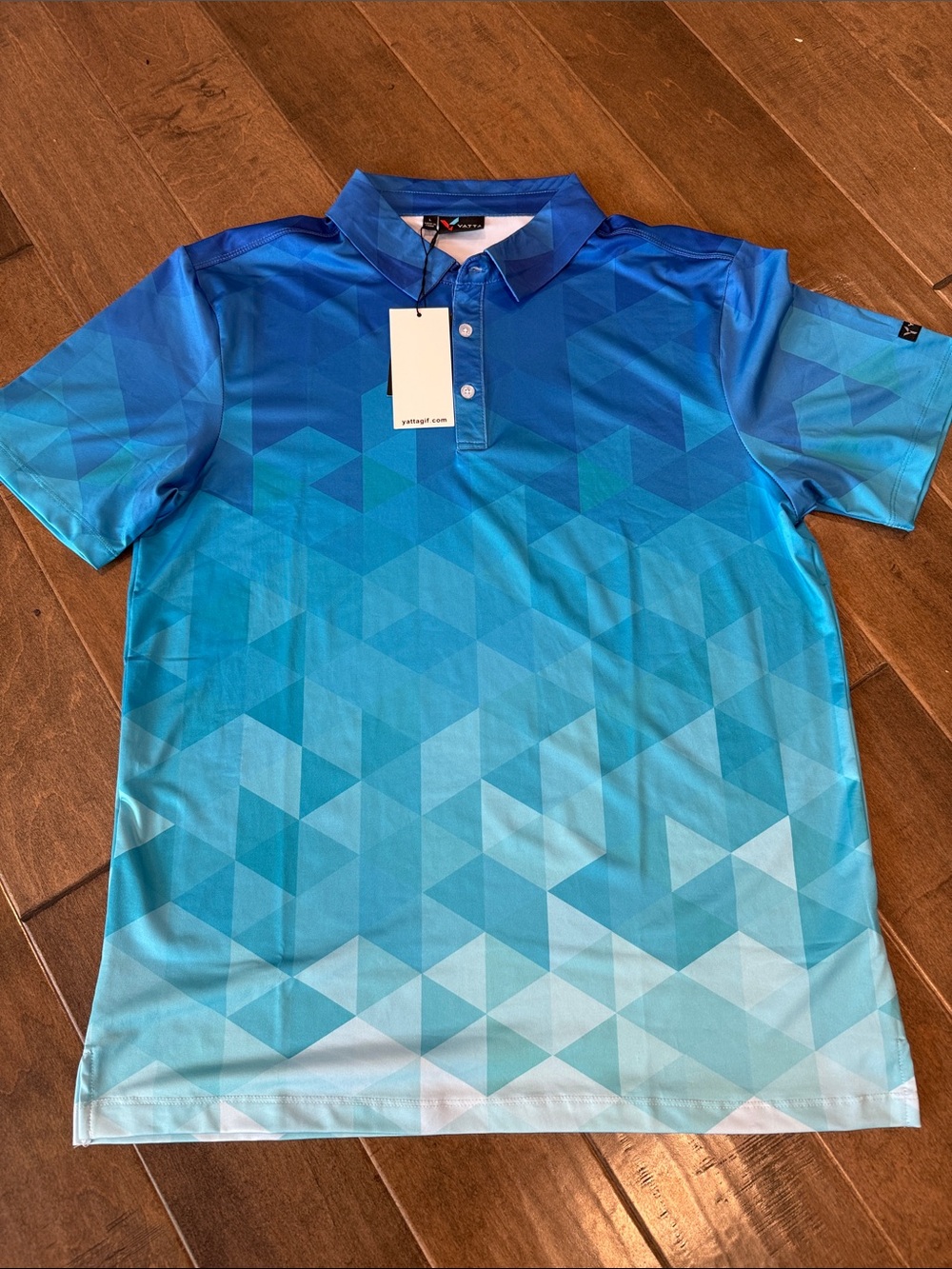Men's Gradient Geo Print Polo Shirt - Blue